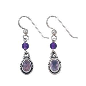 Vintage Sterling Silver 925 Amethyst Dangle Earrings